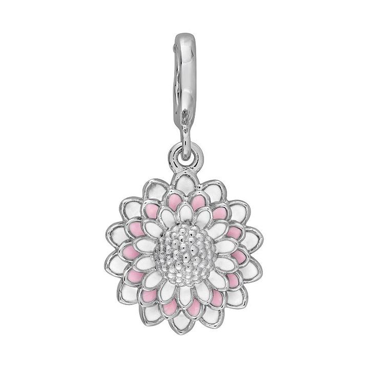 Laura Ashley Botanical Collection Sterling Silver Pink & White Flower Charm, Women's, Grey