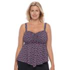 Plus Size Women's A Shore Fit D-e Cup Mesh V-hem Tankini Top, Size: 16 W, Pink