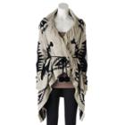 Women's Olivia Sky Geometric Fringe Cardigan, Size: Large, Beige Oth