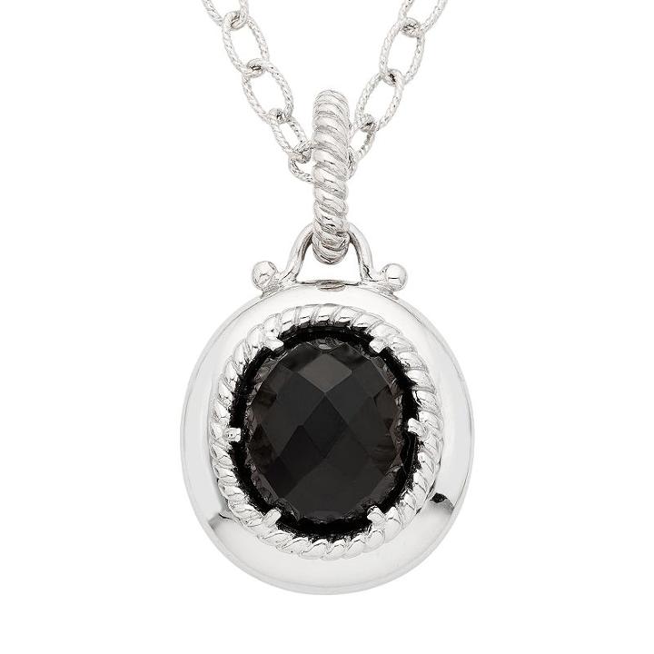 Sterling Silver Onyx Pendant Necklace, Women's, Size: 18