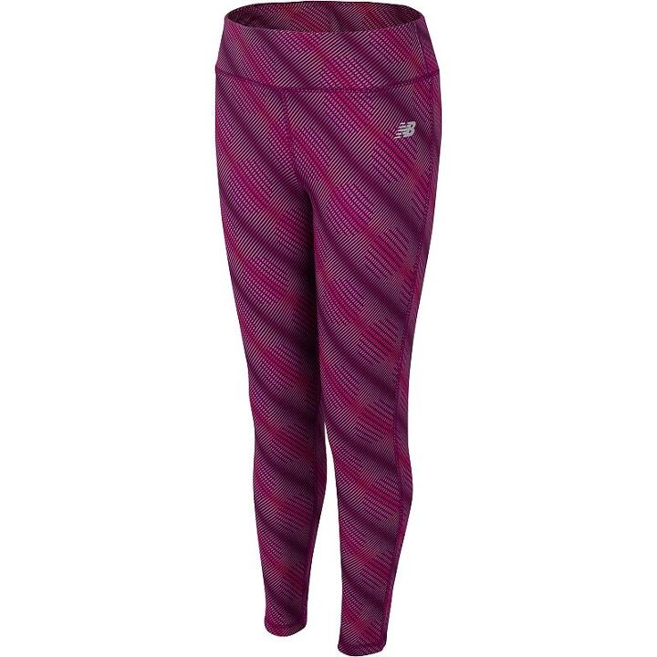 Girls 7-16 New Balance Fashion Printed Performance Tights, Size: 10-12, Drk Purple