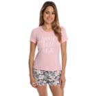Juniors' Wallflower Pajamas: Graphic Sleep Tee & Short Set, Teens, Size: Small, Pink
