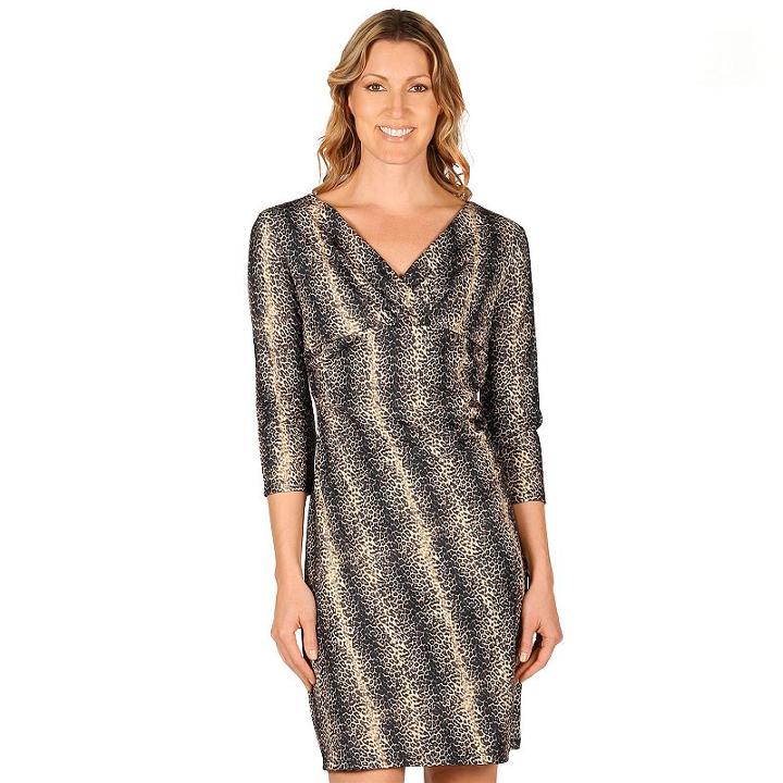 Women's Larry Levine Ruched Surplice Sheath Dress, Size: Small, Lt Brown
