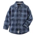 Boys 4-8 Oshkosh B'gosh&reg; Chambray Checkered Button-down Long Sleeve Shirt, Boy's, Size: 7x, Blue