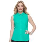 Women's Apt. 9&reg; Georgette Blouse, Size: Large, Turquoise/blue (turq/aqua)