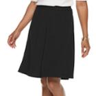 Petite Dana Buchman Knit Jacquard Pull-on Mid-rise Skirt, Women's, Size: L Petite, Black
