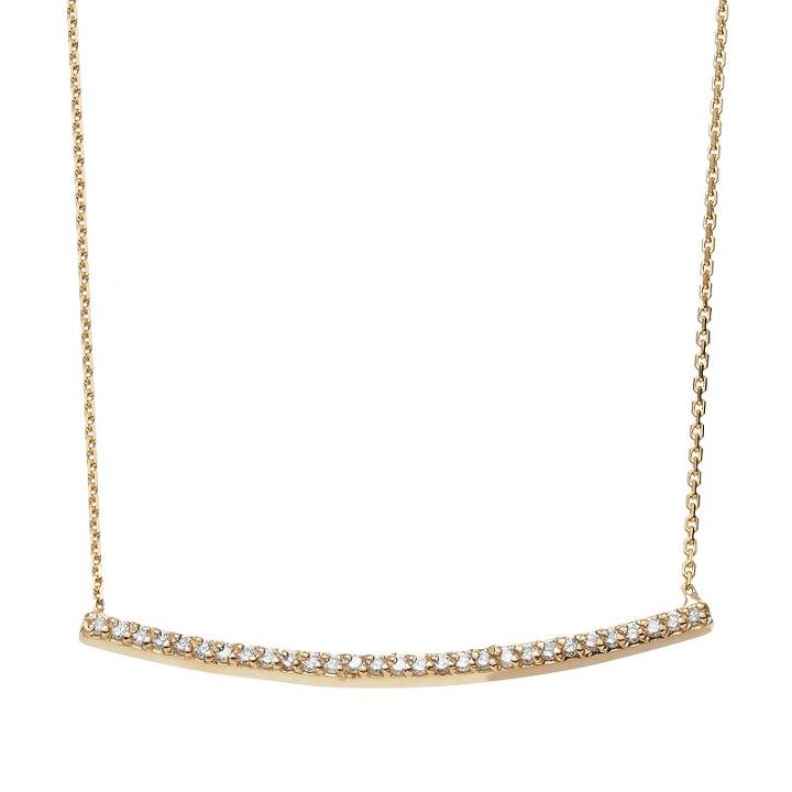 1/5 Carat T.w. Diamond 14k Gold Curved Bar Necklace, Women's, Size: 16, Yellow
