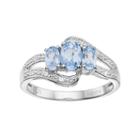 Sterling Silver Lab-created Aquamarine & Lab-created White Sapphire 3-stone Bypass Ring, Women's, Size: 5, Blue