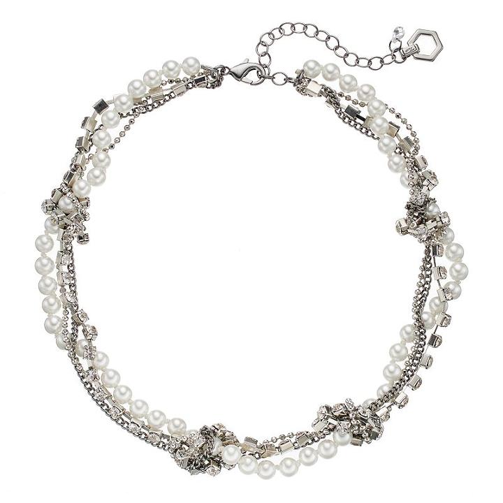 Simply Vera Vera Wang Knotted Simulated Pearl Chunky Necklace, Women's, White