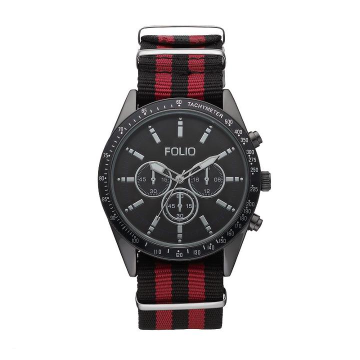 Folio Men's Striped Watch, Multicolor