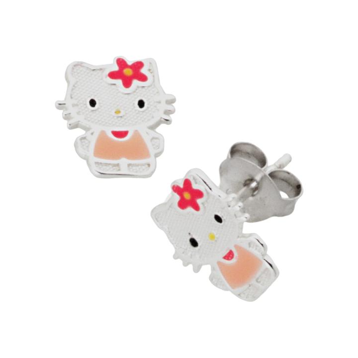 Hello Kitty&reg; Sterling Silver Stud Earrings - Kids, Girl's, Grey