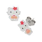 Hello Kitty&reg; Sterling Silver Stud Earrings - Kids, Girl's, Grey