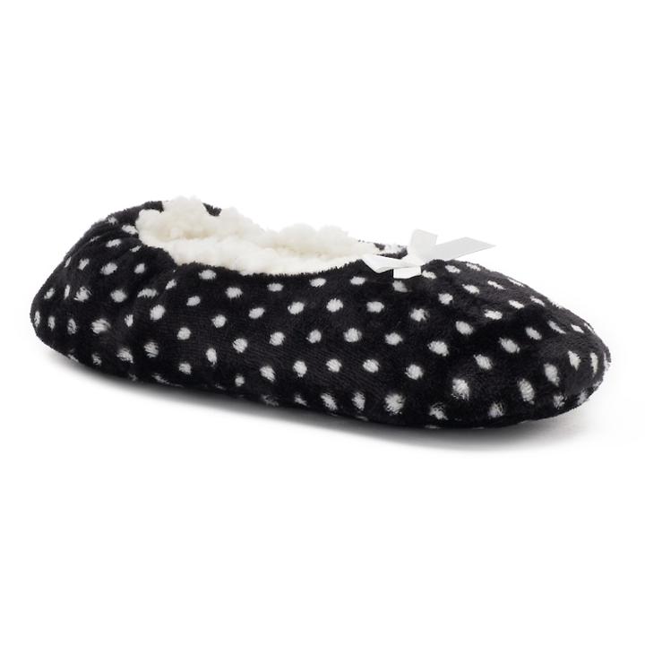 Women's Sonoma Goods For Life&trade; Polka Dot Fuzzy Babba Ballerina Slippers, Size: M-l, Black