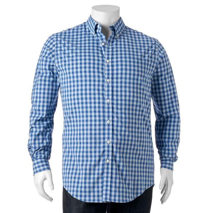Big & Tall Croft & Barrow&reg; True Comfort Classic-fit Stretch Button-down Shirt, Men's, Size: L Tall, Blue (navy)