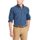 Big & Tall Chaps Classic-fit Herringbone Button-down Work Shirt, Men's, Size: Xxl Tall, Blue (navy)
