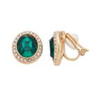 Chaps Halo Oval Nickel Free Clip-on Stud Earrings, Women's, Green
