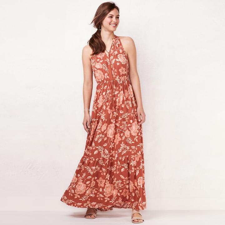 Women's Lc Lauren Conrad Print Halter Maxi Dress, Size: Xs, Lt Purple