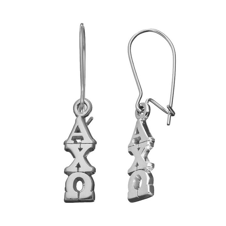 Logoart Alpha Chi Omega Sorority Drop Earrings, Women's, Grey