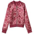 Girls 7-16 Fire Reversible Printed Bomber Jacket, Girl's, Size: Medium, Dark Pink