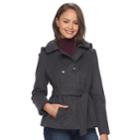 Juniors' Pink Envelope Double-breasted Trench Coat, Teens, Size: Large, Grey (charcoal)