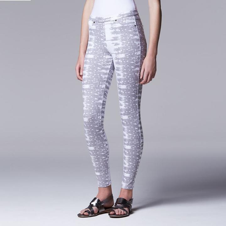 Simply Vera Vera Wang Women's Lizard Denim Leggings, Size: Large, White