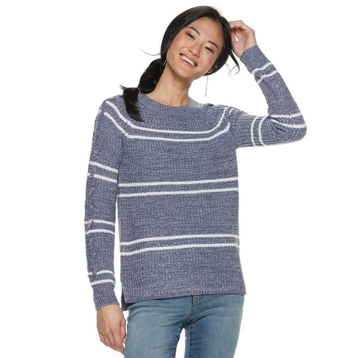 Juniors' So&reg; Lace-up Sleeve Sweater, Teens, Size: Medium, Brt Purple