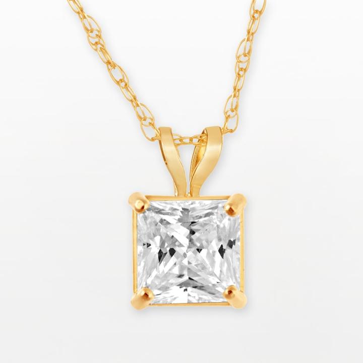 Renaissance Collection 10k Gold Cubic Zirconia Princess-cut Pendant - Made With Swarovski Zirconia, Women's, White