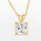 Renaissance Collection 10k Gold Cubic Zirconia Princess-cut Pendant - Made With Swarovski Zirconia, Women's, White