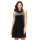 Women's Apt. 9&reg; Cowlneck Velvet Dress, Size: Medium, Black