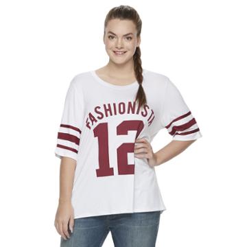 Juniors' Plus Size Starlet Football Graphic Tee, Girl's, Size: 3xl, White