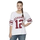 Juniors' Plus Size Starlet Football Graphic Tee, Girl's, Size: 3xl, White