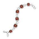 Logoart San Francisco Giants Legend Silver Tone Orange Glass Logo Charm Bracelet, Women's, Size: 7.5, Grey