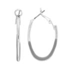 Clutchless Oval Hoop Earring, Women's, Grey