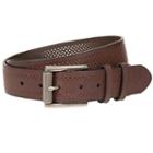 Men's Bill Adler Perforated Double-loop Leather Belt, Size: 40, Brown