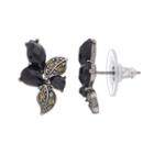 Napier Leafy Stone Cluster Stud Earrings, Women's, Black