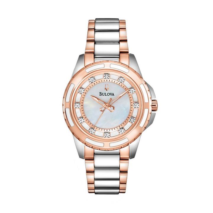 Bulova Women's Diamond Two Tone Stainless Steel Watch - 98p134, Multicolor