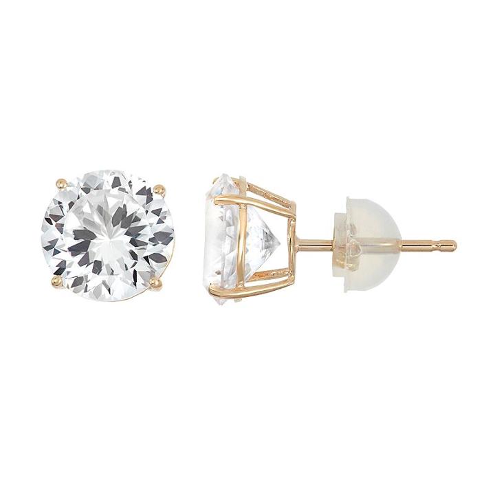 100 Facets Of Love 10k Gold Lab-created Sapphire Stud Earrings, Women's