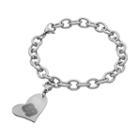 Fiora Stainless Steel North Carolina State Wolfpack Heart Charm Bracelet, Women's, Size: 8, Grey