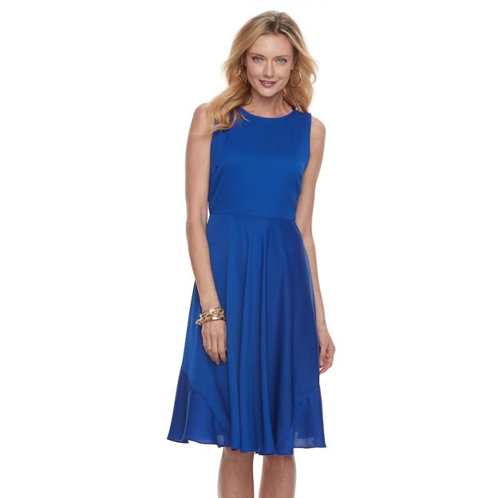 Women's Dana Buchman Sleeveless Paneled Circle Cut Dress, Size: 16, Med Blue