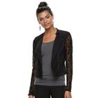 Juniors' Candie's&reg; Lace Crop Moto Jacket, Teens, Size: Small, Black