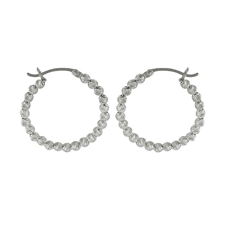 Sterling Silver Bead Hoop Earrings, Women's, Grey