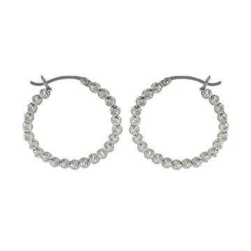 Sterling Silver Bead Hoop Earrings, Women's, Grey