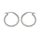 Sterling Silver Bead Hoop Earrings, Women's, Grey