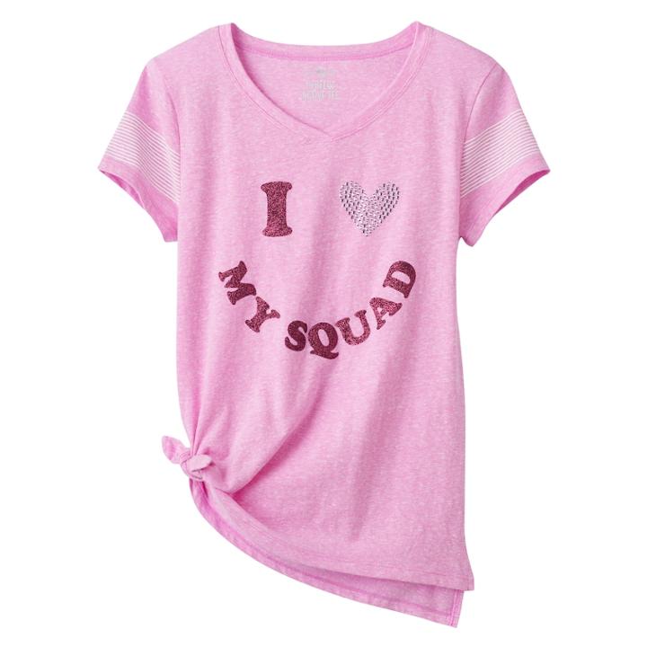 Girls Plus Size So&reg; Tie Front Shine Tee, Size: 16 1/2, Lt Purple