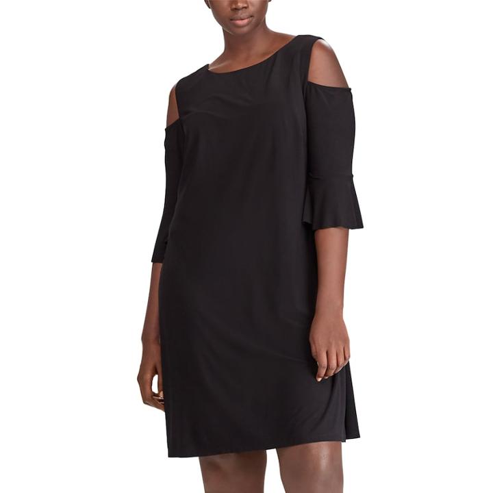 Plus Size Chaps Cold-shoulder Shift Dress, Women's, Size: 20 W, Black