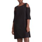 Plus Size Chaps Cold-shoulder Shift Dress, Women's, Size: 20 W, Black