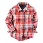 Toddler Boy Carter's Twill Plaid Button-down Shirt, Size: 2t, Red Plaid
