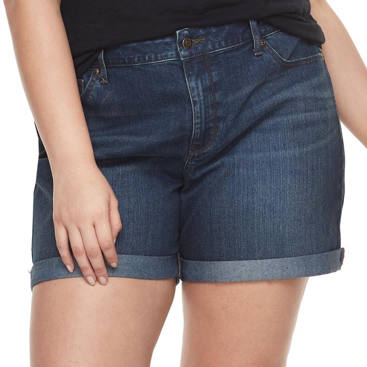 Plus Size Sonoma Goods For Life™ Cuffed Denim Shorts, Women's, Size: 16 W, Blue