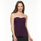 Women's Croft & Barrow&reg; Crochet Flyaway Bandeaukini Top, Size: 12, Purple