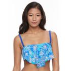 Women's Aqua Couture Paisley Flounce Bikini Top, Size: Xl, Dark Blue